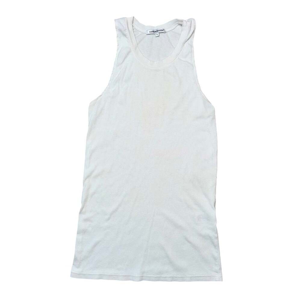 COTTON CITIZEN Women’s White Ribbed Sleeveless Tank Top